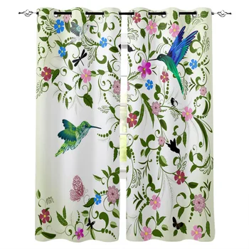 

Plant Leaf Flower Bird Window Curtains Home Decor Bedroom Kitchen Curtain Panel Curtains for Living Room