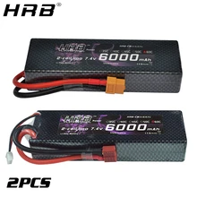 2 шт. HRB 2S 7 4 в 6000 мАч 60C Lipo аккумулятор RC части жесткий чехол T XT60 Deans