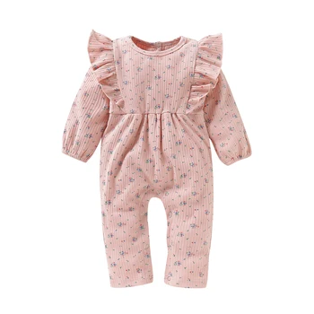 

2019 New Autumn Winter Newborn Infant Baby Girls Long Sleeve Ruffles Floral Print Romper Jumpsuit Clothes