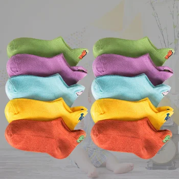 

5 Pairs of Summer Baby Socks Non-slip Socks Embroidery Dinosaur Socks Durable Boat Socks for Kids (Assorted Color, Size S, About