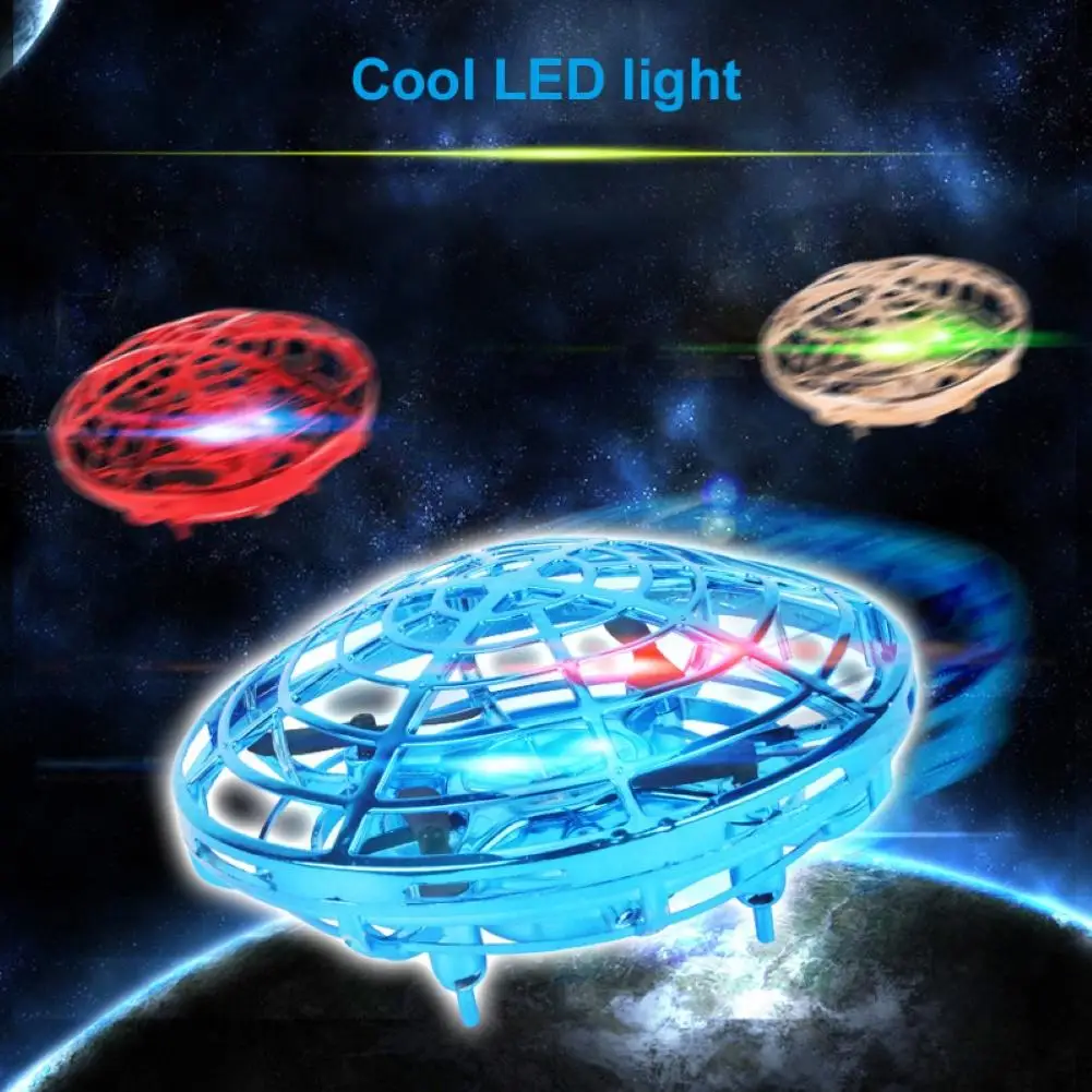 

Mini Kid 4 Axis UFOs 360 degree rotation flying LED Induction Hand Flying Aircraft Toy Induction Drone Children Electronic Toy