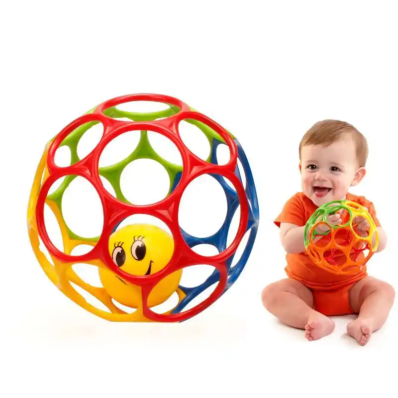 Oball Rollin Rainstick Rattle Easy Grasp Toy Ages 3 Months Baby Hand Catch Ball Toy Baby Grasping Hole Ball Learning Soft Rubber Baby Rattles Mobiles Aliexpress
