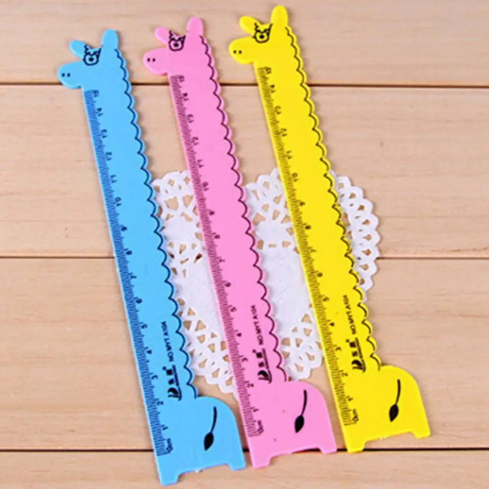 Cute Cartoon Giraffe Animal Plastic Ruler Kids Student School Stationery Gift School Supplies Planner Accessories Student Prize plastic ruler