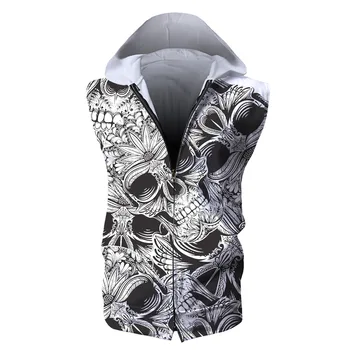 

Fashion Trend Digital Printing European Size Sleeveless Hat Guard Blouse hoodies