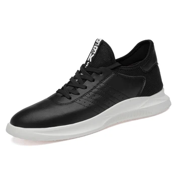 

Hot Sale Men Casual Leather Shoes Leather High Quality Comfortable Shoes Light Black Leisure Flat Shoes Driving Free Shippin