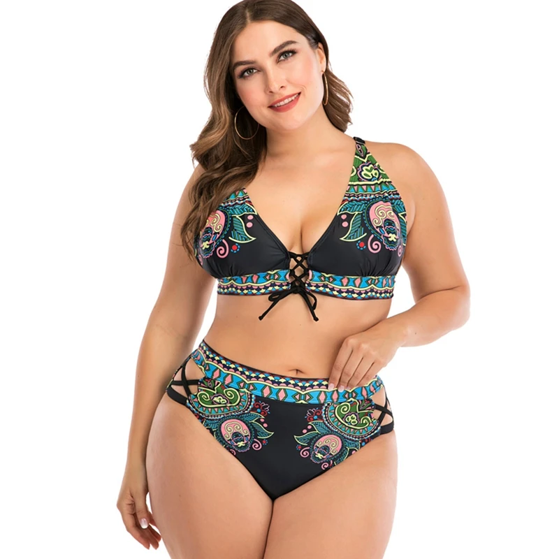 Plus size high waisted bathing suits Clearance