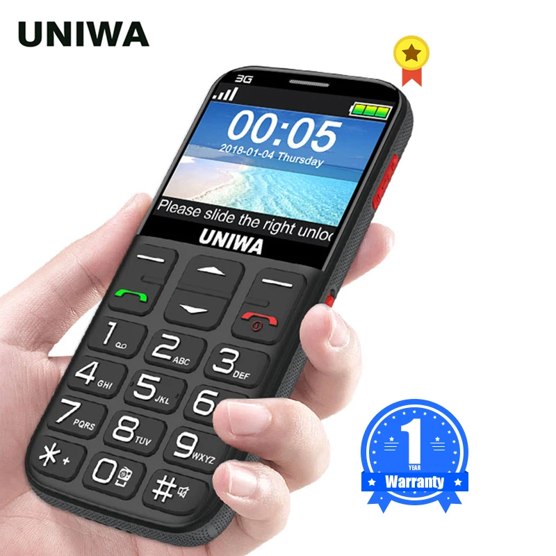 Цена UNIWA V808G мощный фонарь кнопочный Громкий мобильный телефон большой SOS 3g английская русская клавиатура 10 дней в режиме ожидания 3g WCDMA мобильный