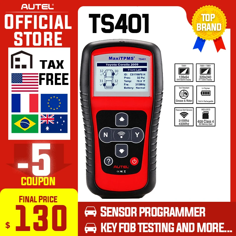 Autel MaxiTPMS TS401 инструмент мониторинга состояния шин OBD2 сканер активировать