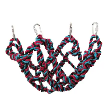

Colorful Woven Rope Climbing Net Hamster Hanging Bed with Metal Clips for Parrot 95AA