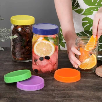 

10pcs Kitchen Leak Proof Tea Wide Mouth Mason Jar Lids Canning Replacement Parts Storage Caps Glass Bottles PP Reusable Sealing