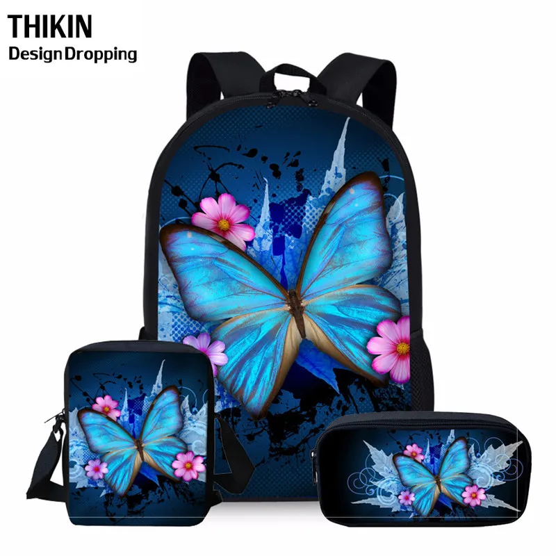 THIKIN/школьные сумки с объемным рисунком бабочки; детские школьные сумки для девочек; милые детские рюкзаки с рисунками из мультфильмов; рюкзаки для книг; Mochila Escolar - Цвет: as pictures