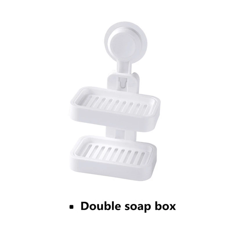 Double Soap box 6 комплектов украшения аксессуары для ванной набор присосок угловая полка для душа настенная сушилка для волос полка для ванной комнаты - Цвет: Double Soap box