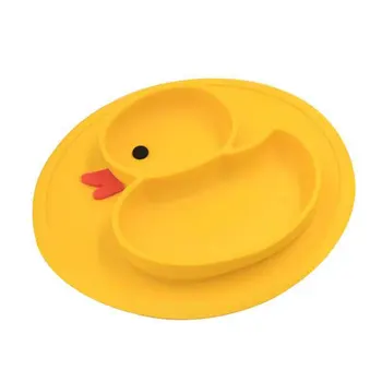 

Toddler Placemat Silicone Plate Meal Fruits Microwave Safe Heat Resistant Easy Clean Durable Daily Strong Suction Baby Duck Dish