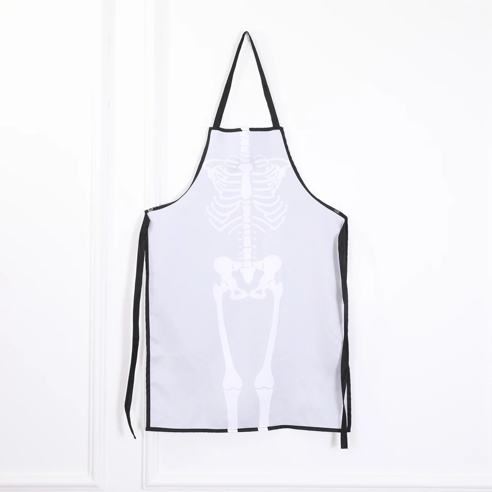 WSFS Hot Halloween Bar Dance Costume Dress Up Apron Skeleton Costume Apron Adult Men And Women Kitchen Apron