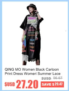 QING MO весеннее платье, стразы, черное тонкое платье-футболка, повседневный стиль, свободное хлопковое платье высокого качества ZQY1539