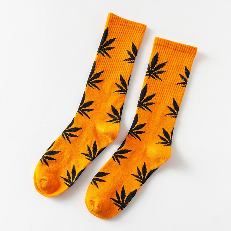 Мужские носки из конопляного волокна, забавные Модные Повседневные Дышащие хлопковые спортивные носки в стиле Харадзюку каваи в стиле хип-хоп с вышитыми кленовыми листьями - Цвет: 28