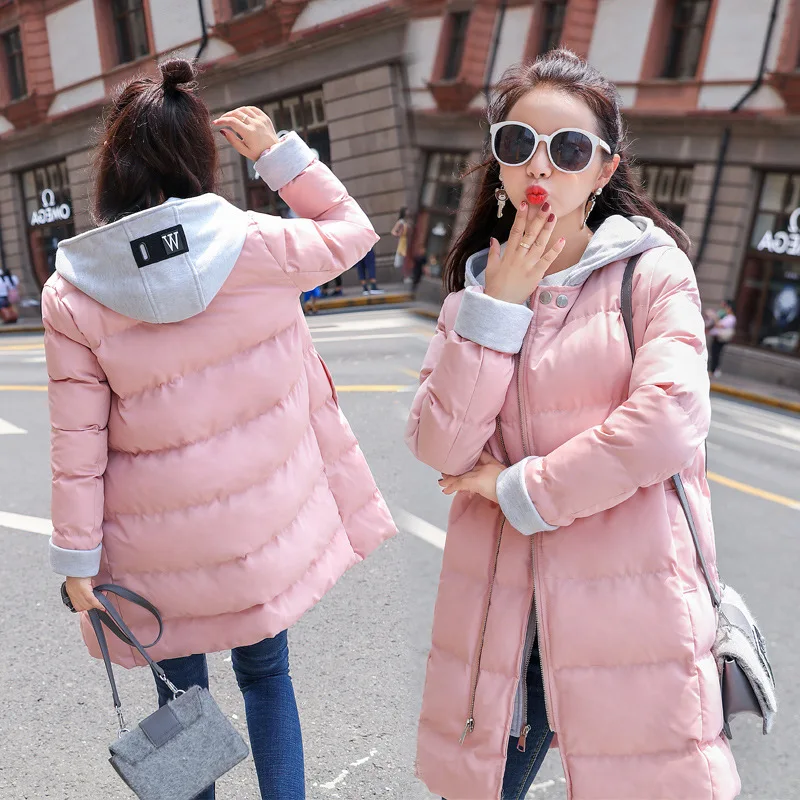 

Students Hooded Cotton Coat Women's Winter New Style Korean-style Fashion Loose Fake Two-Piece Warm Versatile Cotton Coat