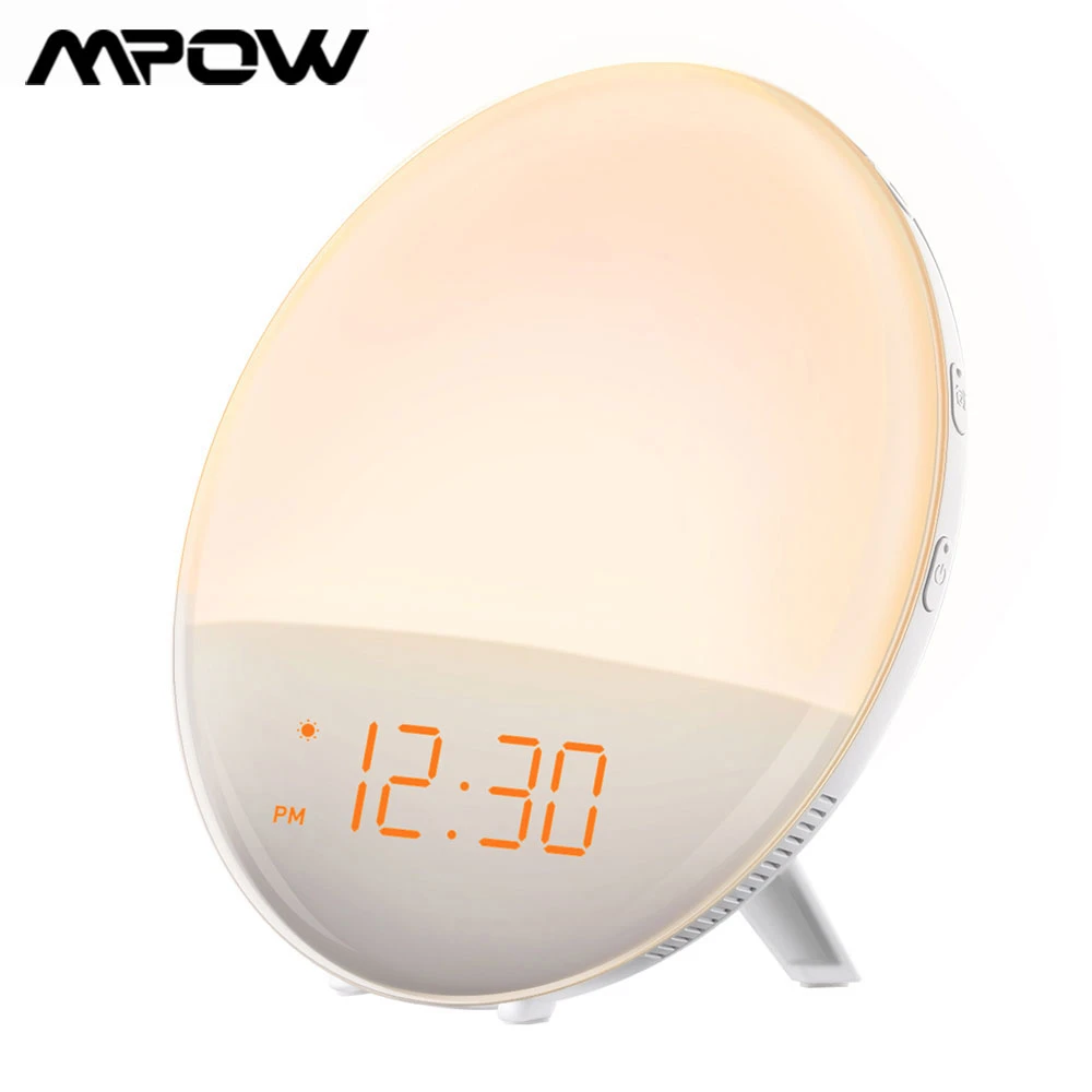Mpow Clock with Dual Alarms White 6 Natural Sounds SAD Wake up Light with Sunrise Simulation 20 Brightness and Snooze Function Mpow Clock with Dual Alarms White 6 Natural Sounds SAD Wake up Light with Sunrise Simulation 20 Brightness and Snooze Function