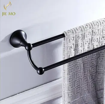 

Black 60cm Double Towel Bars Double Rails brass Wall Shelves Towel Holder Bath Shelf Hanger Bathroom Accessories Towel Rack B68