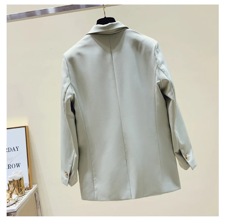 2020 Korean Loose Casual Blazers For Women Formal Blazer Purple Woman Office Lady Double Breasted Green Black Blaizer Feminino