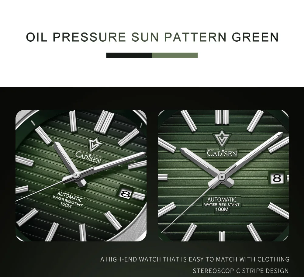 CADISEN Watch for Men Luxury Automatic Men MIYOTA-8215 Movement Sapphire Crystal 42mm Dial 100m Waterproof  Wristwatches C8200