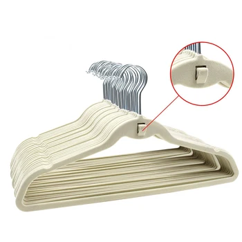 

10Pcs/Set Plastic Flocking Clothes Hangers with Hook 45 x 0.5 x 24.5cm E2S
