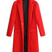 Красное, Черное длинное шерстяное пальто однотонное тонкое длинное шерстяное пальто и пиджак с одиночной пуговицей теплые женские пальто осень-зима