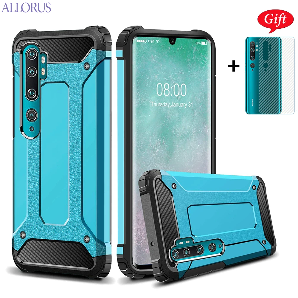 

Armor Bumper Case Xiaomi Mi 10 Note 10 Pro Case Soft Silicone+Hard PC Dual Protection Cover Xaomi Mi10 Shockproof Case+Back Film