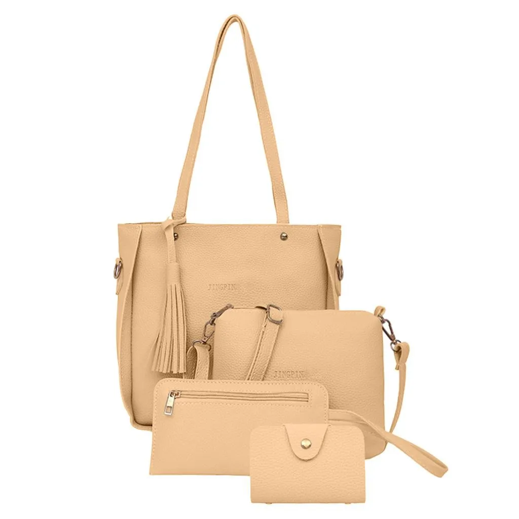 Woman bag New Fashion Four-Piece Shoulder Messenger Bag Wallet Composite Handbag Elegant anti-theft Composite travel bag