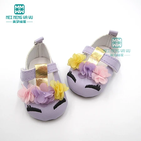 7,5 см обувь для куклы подходит 43-45 см Американская кукла и ребенок новорожденный кукла модные кроссовки, обувь с цветами - Цвет: ZF---066--3