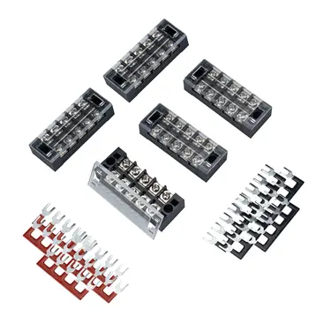 

5PCS Set Dual Row Screw Barrier Terminal Block Strip Wiring Board 25A 5 connector Screw Terminal Blocks W
