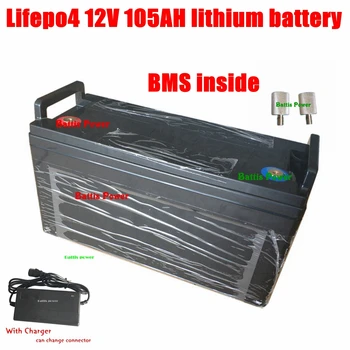 

Lifepo4 12V 105AH lithium battery 100A BMS 12.8V for inverter Solar Energy System inverter car starting MPPT RV +10A Charger