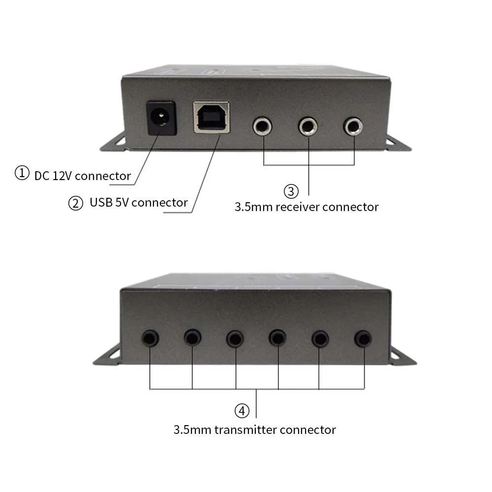 Infrared Remote Extender 6 Emitters 2 Receiver Hidden IR Repeater System(US plug)IR Remote Repeater