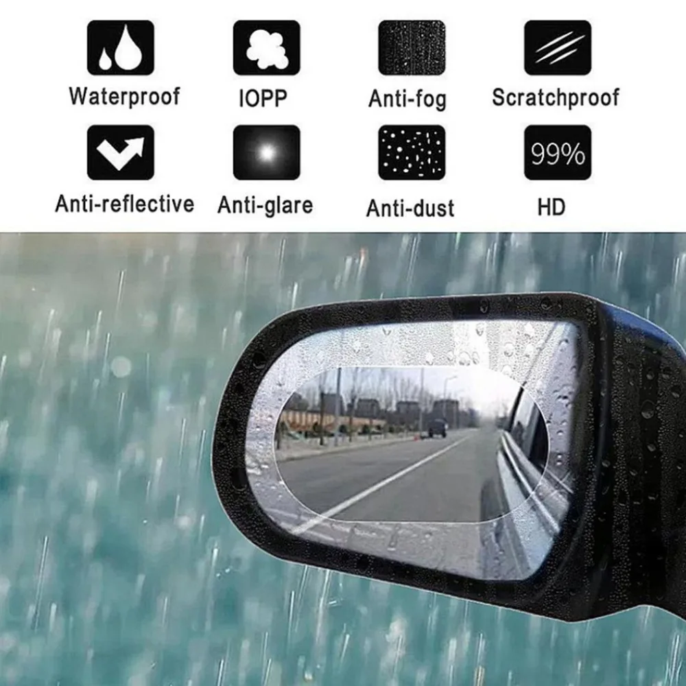 6PC car rear view mirror rain film 2pc10x10cm round bare film 2pc10x14.5cm elliptical bare film 2pc17.5x20cm side window 30N (7)