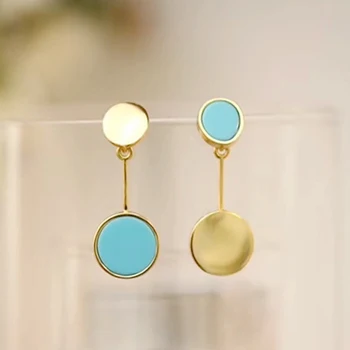 

Natural Turquoise Earrings 925 silver Asymmetry jewelry jewelry gemstone women Earrings