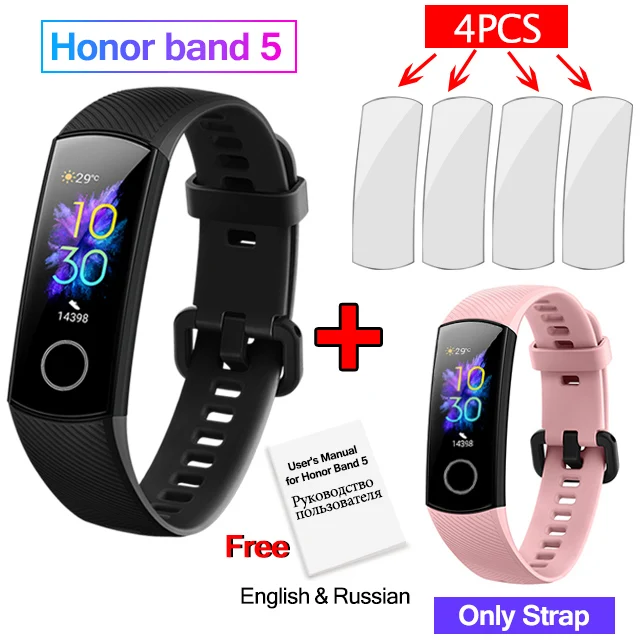 Смарт-браслет huawei Honor Band 5, Оксиметр, сенсорный экран, волшебный цвет, для плавания, для обнаружения сердечного ритма, сна, сна, Honor Band 5 - Color: add Pink Manual