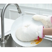 1 пара перчаток для очистки Водонепроницаемая подкладка ткань для чистки быстрая сушка микрофибры маслостойкие перчатки для мытья посуды BambooFiber противоскользящие