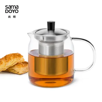 

Samadoyo Elegant Cup Heat Resistant Glass Teapot Kungfu Tea Set With Stainless Steel Filter Infuser de cha Convenient Office Tea