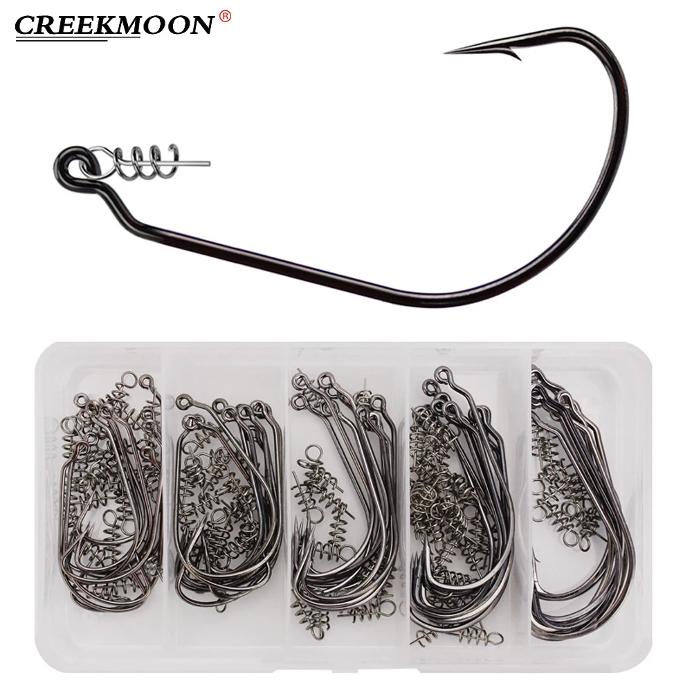 Carbon Steel Crank Offset Hooks Carbon Steel Fishing Hooks Bass