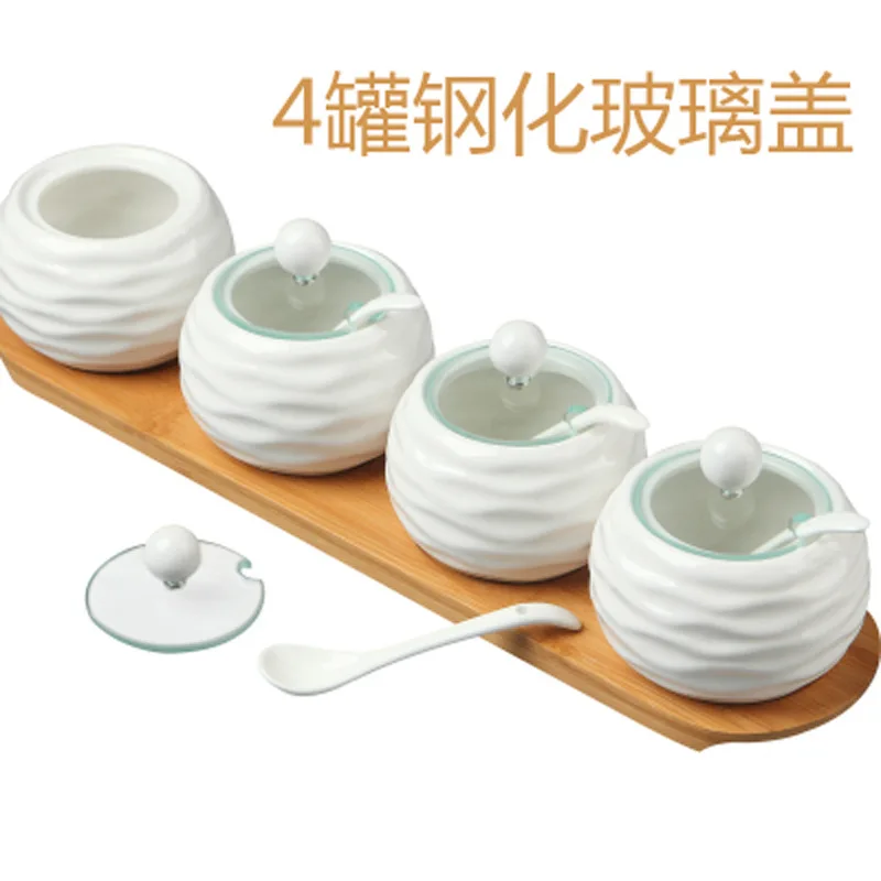 

Creative Four-piece Kitchen Set Ceramic Seasoning Pot Bottle Golf Set Multi-functional Condiment Bottles