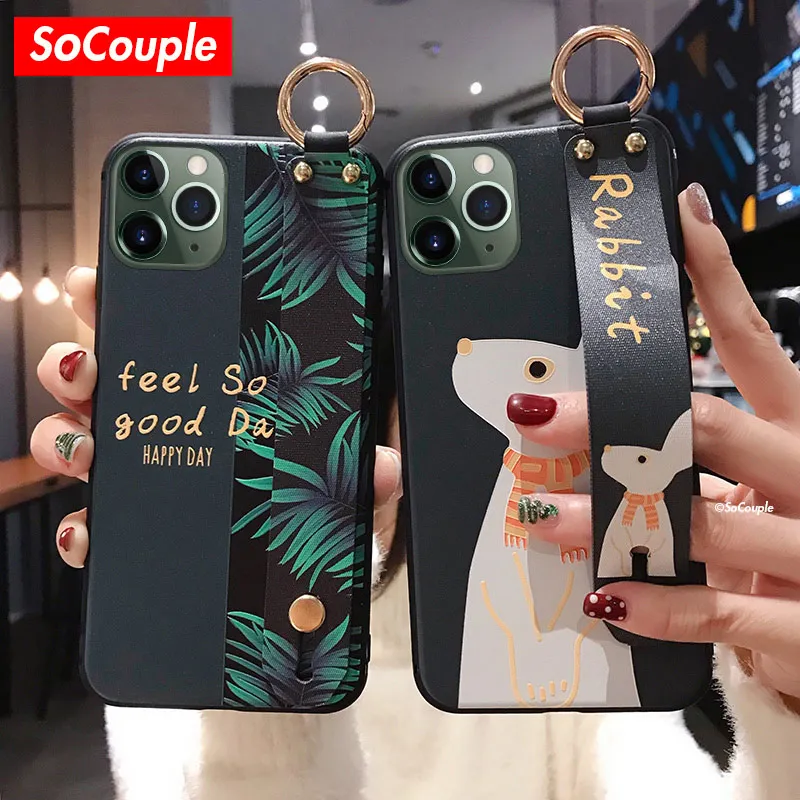 Чехол SoCouple для телефона с ремешком на запястье iphone 12 11 Pro Max X XR Xs max se 8 7 Plus мягкий