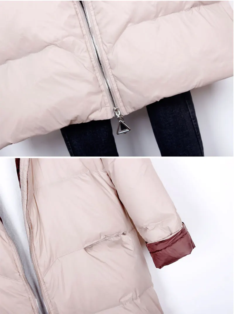 Women Fashion Winter Long White Duck Down Jacket Female Casual loose Soft Warm Feather Coat Hooded Windproof Larger Size Outwear