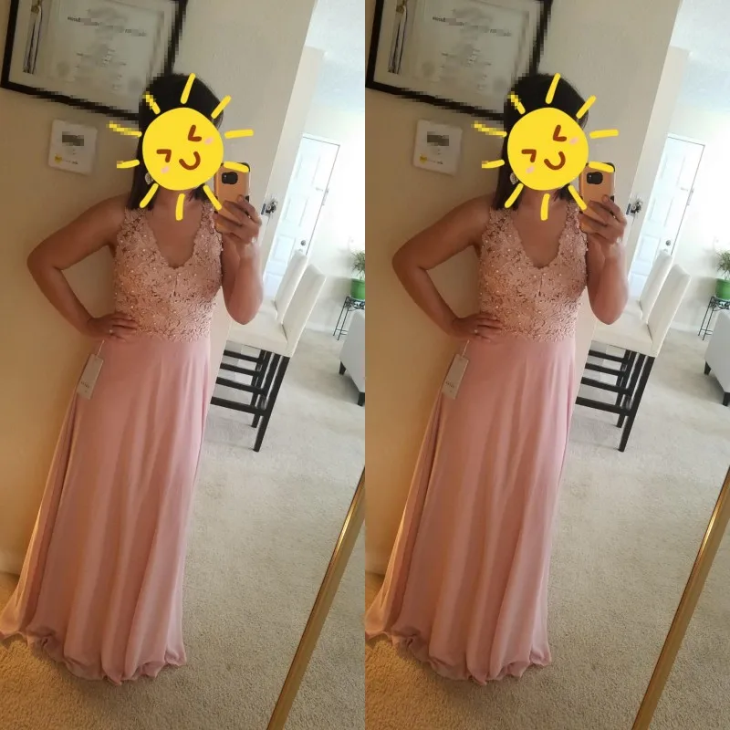 

Dusty Pink Long Prom Dresses 2019 Elegant A line vestidos de gala Pearl Applique Sleeveless Prom Gown