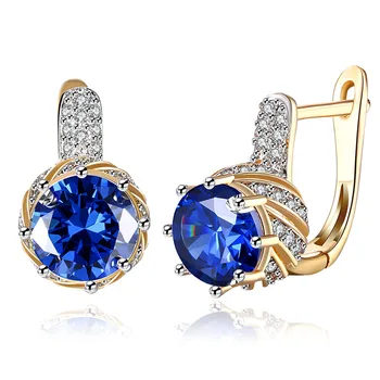 

sapphire amethyst blue purple crystal AAA zircon diamonds drop earrings for women gold silver color jewelry bijoux pendientes