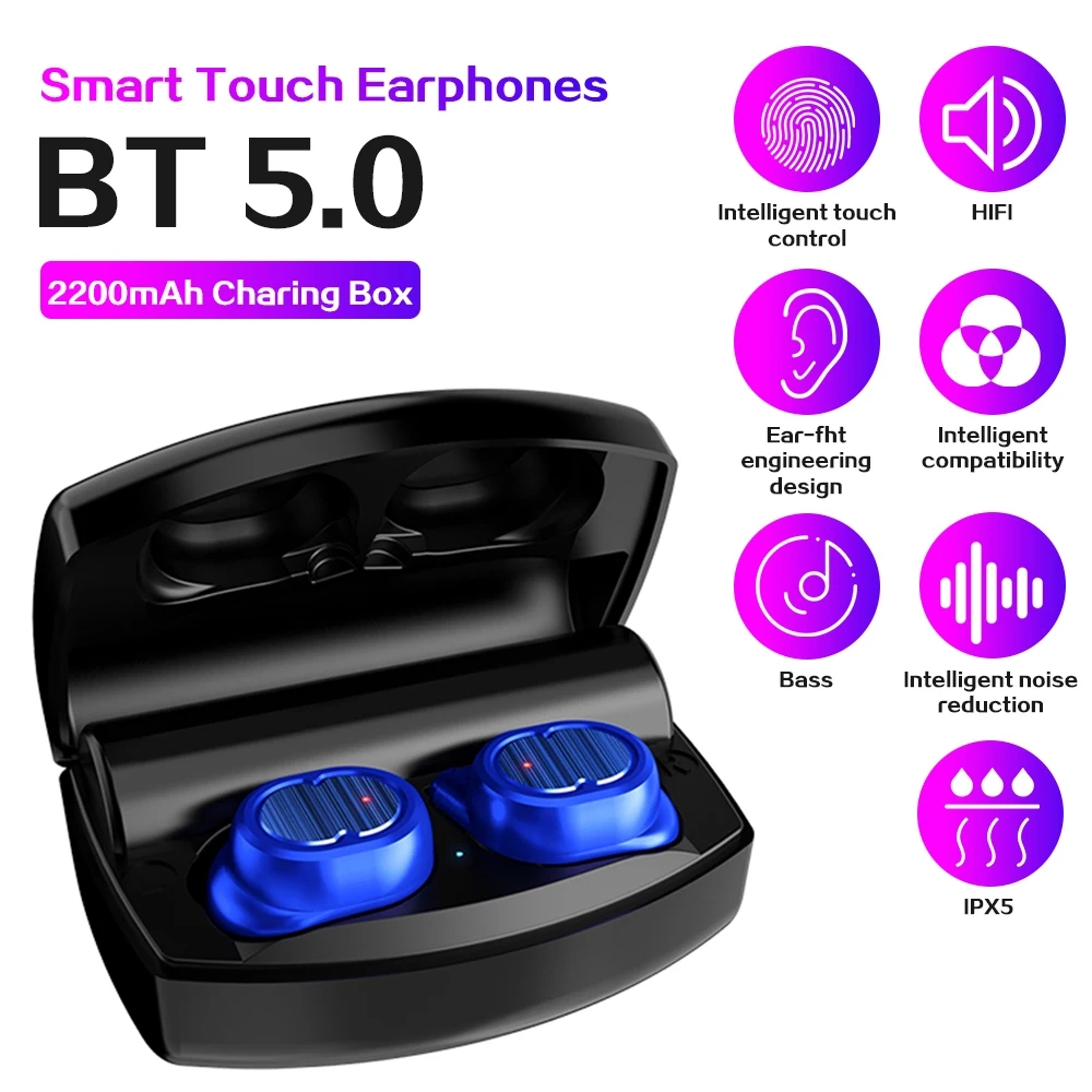 TWS 8Plus In Ear Беспроводной Bluetooth 5 0 наушники спортивные заушники 2200 мАч зарядным