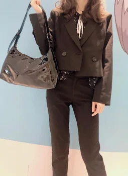 

Fashion women's handbag patent PU leather casual shoulder messenger bag female handbag cute black g-599