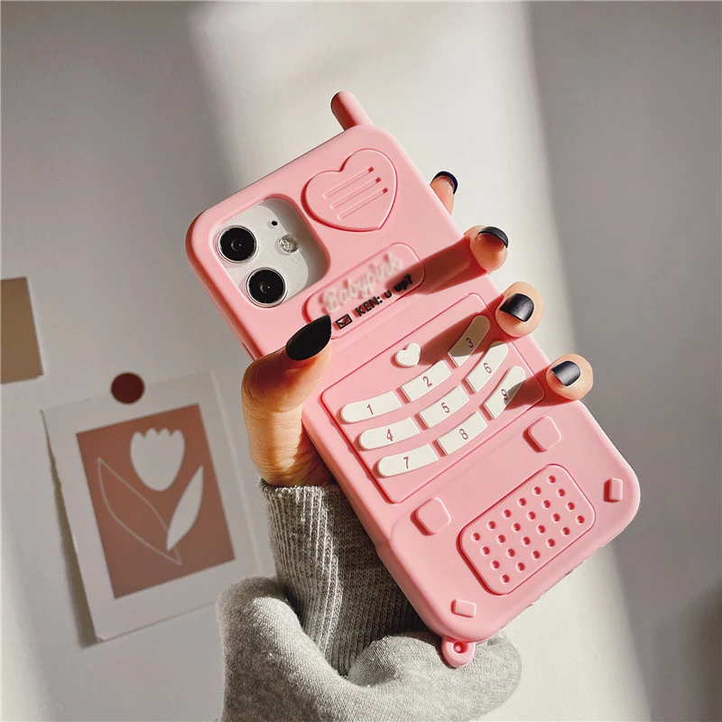 teenage girl gifts Case mobile phone case handmade cotton pink fuchsia flap pouch with heart-shaped button