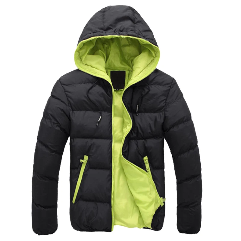 Новинка, зимние куртки, парка для мужчин, Осень-зима, теплая верхняя одежда, брендовые тонкие мужские пальто, Повседневная ветровка, стеганые куртки для мужчин, E81206 - Цвет: black green