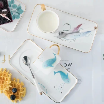 

250ml Creative Coffee Cup Set Ceramic Breakfast Milk Cup Afternoon Tea Cup European Simple Style Water Cafe Mugs for Gift