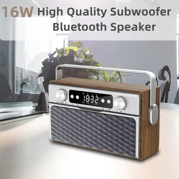 

16W High Power Outdoor Portable Wireless Alarm Clock Bluetooth Speaker Subwoofer Loudspeaker Heavy Bass Soundbar caixa de som